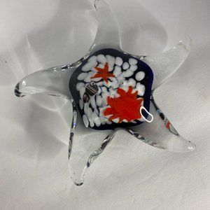 Vintage Murano Style Glass Starfish Paperweight Figurine Crab Seashell